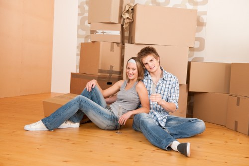 Removal van loading furniture from a student flat in Greenwich