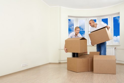 Packed boxes and furniture ready for local removals in Greenwich