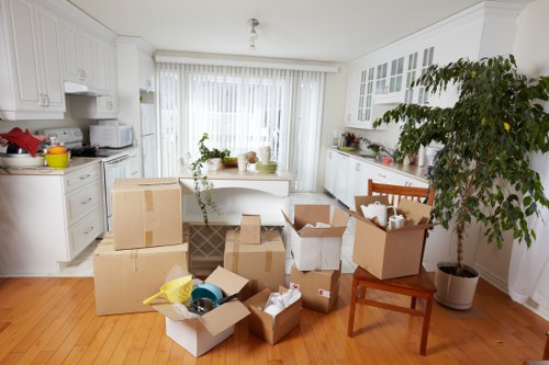 Donated household items ready for charity reuse from a Greenwich clearance