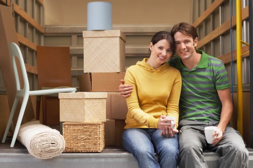 Packed boxes and furniture ready for urgent collection in Greenwich