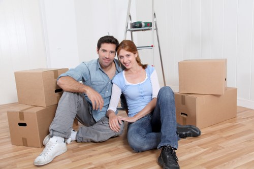 Moving furniture through a Greenwich flat building with stair access